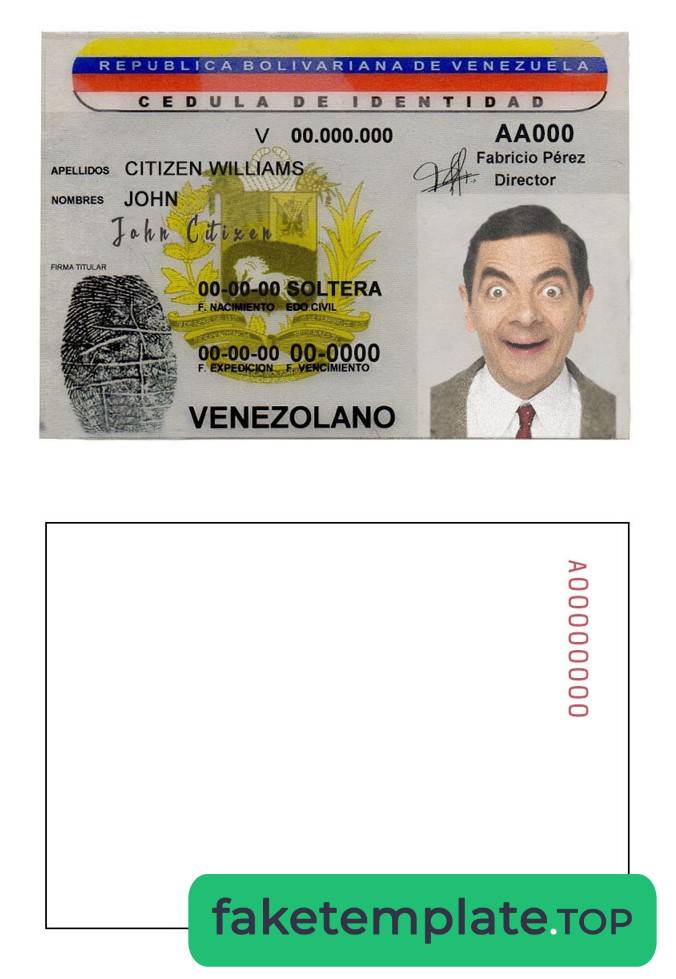 Feature of fake Venezuela ID card example